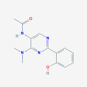 molecular formula C14H16N4O2 B12927698 N-[6-(Dimethylamino)-2-(6-oxocyclohexa-2,4-dien-1-ylidene)-1,2-dihydropyrimidin-5-yl]acetamide CAS No. 823795-57-9