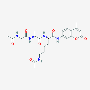 molecular formula C25H33N5O7 B1292788 Ac-Gly-Ala-Lys(Ac)-AMC CAS No. 577969-56-3