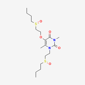 molecular formula C18H32N2O5S2 B12928096 3,6-Dimethyl-1-butylsulfinylethyl-5-butylsulfinylethoxyuracil CAS No. 180274-09-3