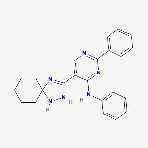 molecular formula C23H24N6 B12928138 N,2-diphenyl-5-(1,2,4-triazaspiro[4.5]dec-3-en-3-yl)pyrimidin-4-amine CAS No. 89983-93-7