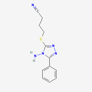 molecular formula C12H13N5S B12928450 Butanenitrile, 4-[(4-amino-5-phenyl-4H-1,2,4-triazol-3-yl)thio]- CAS No. 350589-27-4