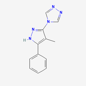 molecular formula C12H11N5 B12928587 4-(4-Methyl-5-phenyl-1H-pyrazol-3-yl)-4H-1,2,4-triazole CAS No. 62538-11-8