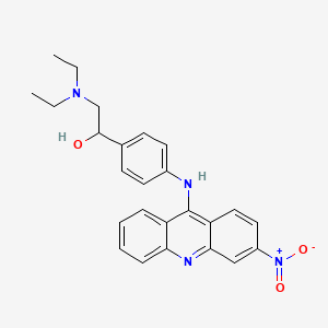 molecular formula C25H26N4O3 B12928610 alpha-((Diethylamino)methyl)-4-((3-nitro-9-acridinyl)amino)benzyl alcohol CAS No. 32951-79-4