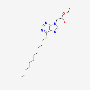 molecular formula C21H34N4O2S B12928726 Ethyl 2-(6-dodecylsulfanylpurin-9-yl)acetate CAS No. 646509-70-8