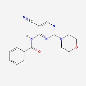 molecular formula C16H15N5O2 B12928856 N-[5-Cyano-2-(morpholin-4-yl)pyrimidin-4-yl]benzamide CAS No. 918662-89-2