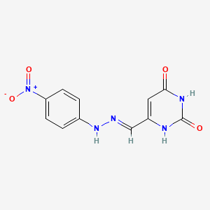 molecular formula C11H9N5O4 B12928880 6-((2-(4-Nitrophenyl)hydrazono)methyl)pyrimidine-2,4(1H,3H)-dione 