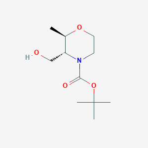 molecular formula C11H21NO4 B12929069 tert-Butyl (2R,3R)-3-(hydroxymethyl)-2-methylmorpholine-4-carboxylate 