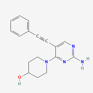molecular formula C17H18N4O B12929070 4-Piperidinol, 1-[2-amino-5-(phenylethynyl)-4-pyrimidinyl]- CAS No. 393855-96-4