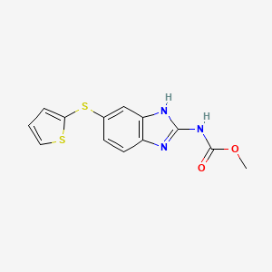 molecular formula C13H11N3O2S2 B12929091 Methyl {6-[(thiophen-2-yl)sulfanyl]-1H-benzimidazol-2-yl}carbamate CAS No. 55564-39-1