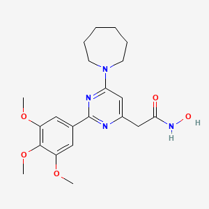 molecular formula C21H28N4O5 B12929112 4-Pyrimidineacetamide, 6-(hexahydro-1H-azepinyl)-N-hydroxy-2-(3,4,5-trimethoxyphenyl)- CAS No. 42055-69-6