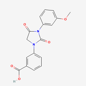 molecular formula C17H14N2O5 B12929228 Benzoic acid, 3-[3-(3-methoxyphenyl)-2,4-dioxo-1-imidazolidinyl]- CAS No. 651748-52-6
