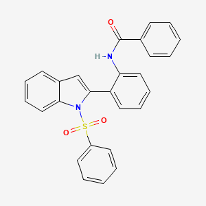 molecular formula C27H20N2O3S B12929281 N-{2-[1-(Benzenesulfonyl)-1H-indol-2-yl]phenyl}benzamide CAS No. 88207-44-7