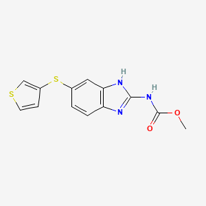 molecular formula C13H11N3O2S2 B12929331 Methyl {6-[(thiophen-3-yl)sulfanyl]-1H-benzimidazol-2-yl}carbamate CAS No. 55612-99-2