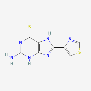 molecular formula C8H6N6S2 B12929450 2-amino-8-thiazol-4-yl-9H-purine-6-thiol CAS No. 65911-28-6