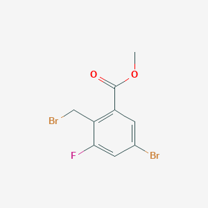 molecular formula C9H7Br2FO2 B12929513 Methyl 5-bromo-2-(bromomethyl)-3-fluorobenzoate 