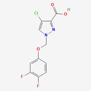 molecular formula C11H7ClF2N2O3 B12929547 4-Chloro-1-((3,4-difluorophenoxy)methyl)-1H-pyrazole-3-carboxylic acid 