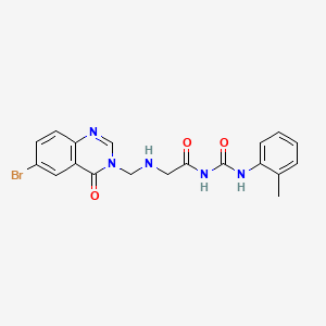 molecular formula C19H18BrN5O3 B12929569 Acetamide, 2-(((6-bromo-4-oxo-3(4H)-quinazolinyl)methyl)amino)-N-(((2-methylphenyl)amino)carbonyl)- CAS No. 86816-92-4