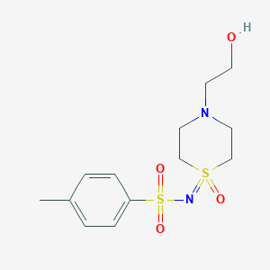 molecular formula C13H20N2O4S2 B12929594 N-(4-(2-Hydroxyethyl)-1-oxido-1l6-thiomorpholin-1-ylidene)-4-methylbenzenesulfonamide 