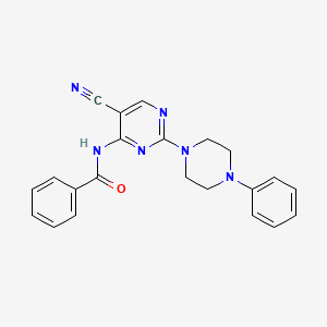 molecular formula C22H20N6O B12929707 N-(5-Cyano-2-(4-phenylpiperazin-1-yl)pyrimidin-4-yl)benzamide CAS No. 918662-95-0