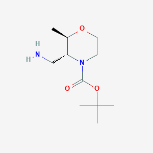 molecular formula C11H22N2O3 B12929847 tert-Butyl (2R,3R)-3-(aminomethyl)-2-methylmorpholine-4-carboxylate 