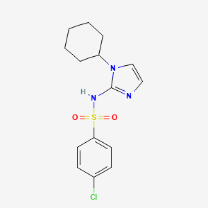 molecular formula C15H18ClN3O2S B12929974 Benzenesulfonamide, 4-chloro-N-(1-cyclohexyl-1H-imidazol-2-yl)- CAS No. 71795-43-2