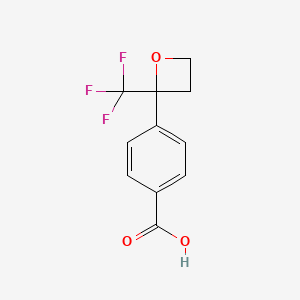 molecular formula C11H9F3O3 B12930040 4-(2-(Trifluoromethyl)oxetan-2-yl)benzoic acid 