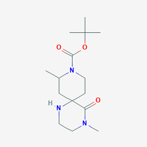 molecular formula C15H27N3O3 B12930089 tert-Butyl 4,8-dimethyl-5-oxo-1,4,9-triazaspiro[5.5]undecane-9-carboxylate 