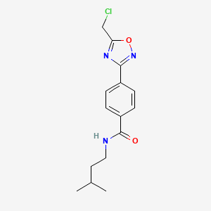 molecular formula C15H18ClN3O2 B1293009 4-[5-(chloromethyl)-1,2,4-oxadiazol-3-yl]-N-(3-methylbutyl)benzamide CAS No. 1119449-63-6