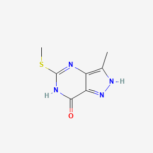 molecular formula C7H8N4OS B12930171 3-Methyl-5-(methylsulfanyl)-2,4-dihydro-7h-pyrazolo[4,3-d]pyrimidin-7-one CAS No. 28745-13-3