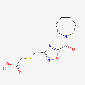 molecular formula C12H17N3O4S B1293022 ({[5-(氮杂环-1-基羰基)-1,2,4-恶二唑-3-基]-甲基}硫代)乙酸 CAS No. 1119449-69-2