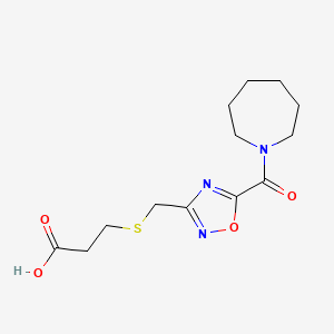 molecular formula C13H19N3O4S B1293023 3-({[5-(Azepan-1-ylcarbonyl)-1,2,4-oxadiazol-3-yl]methyl}thio)propanoic acid CAS No. 1119450-94-0