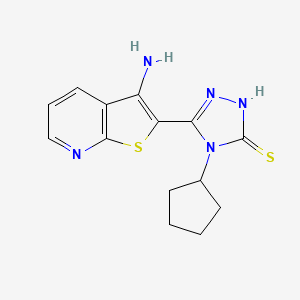 molecular formula C14H15N5S2 B1293032 5-(3-aminothieno[2,3-b]pyridin-2-yl)-4-cyclopentyl-4H-1,2,4-triazole-3-thiol CAS No. 1030433-55-6