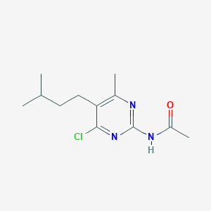molecular formula C12H18ClN3O B12930390 N-[4-chloro-6-methyl-5-(3-methylbutyl)pyrimidin-2-yl]acetamide CAS No. 17001-92-2