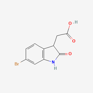 molecular formula C10H8BrNO3 B12930404 2-(6-Bromo-2-oxoindolin-3-yl)acetic acid 