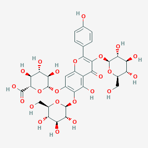 molecular formula C33H38O23 B12930763 (2S,3S,4S,5R,6S)-3,4,5-trihydroxy-6-[5-hydroxy-2-(4-hydroxyphenyl)-4-oxo-3,6-bis[[(2S,3R,4S,5S,6R)-3,4,5-trihydroxy-6-(hydroxymethyl)oxan-2-yl]oxy]chromen-7-yl]oxyoxane-2-carboxylic acid 