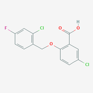 molecular formula C14H9Cl2FO3 B1293104 5-Chloro-2-[(2-chloro-4-fluorobenzyl)oxy]-benzoic acid CAS No. 1096939-12-6