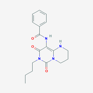 molecular formula C18H22N4O3 B12931060 N-(7-butyl-6,8-dioxo-1,2,3,4-tetrahydropyrimido[1,2-c]pyrimidin-9-yl)benzamide CAS No. 524944-74-9