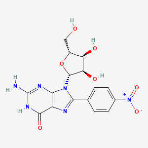 molecular formula C16H16N6O7 B12931061 Guanosine, 8-(4-nitrophenyl)- CAS No. 79953-07-4
