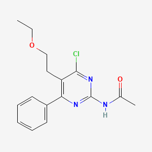 molecular formula C16H18ClN3O2 B12931082 N-(4-Chloro-5-(2-ethoxyethyl)-6-phenylpyrimidin-2-yl)acetamide CAS No. 77378-91-7
