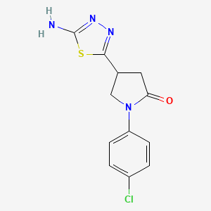 molecular formula C12H11ClN4OS B1293117 4-(5-Amino-1,3,4-thiadiazol-2-yl)-1-(4-chlorophenyl)pyrrolidin-2-one CAS No. 1142202-39-8