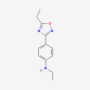molecular formula C12H15N3O B12931218 N-ethyl-4-(5-ethyl-1,2,4-oxadiazol-3-yl)aniline CAS No. 741187-03-1