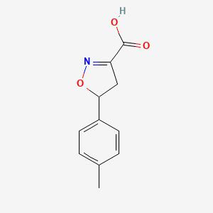 molecular formula C11H11NO3 B1293137 5-(4-Methylphenyl)-4,5-dihydro-1,2-oxazole-3-carboxylic acid CAS No. 1018170-48-3