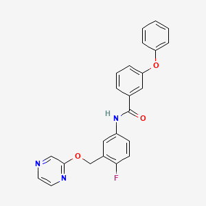 molecular formula C24H18FN3O3 B12931528 N-(4-Fluoro-3-{[(pyrazin-2-yl)oxy]methyl}phenyl)-3-phenoxybenzamide CAS No. 642085-16-3