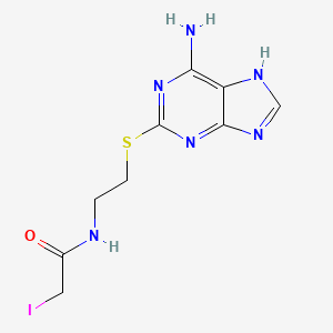 molecular formula C9H11IN6OS B12931582 N-(2-((6-Amino-9H-purin-2-yl)thio)ethyl)-2-iodoacetamide 