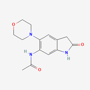 molecular formula C14H17N3O3 B12931612 N-[5-(Morpholin-4-yl)-2-oxo-2,3-dihydro-1H-indol-6-yl]acetamide CAS No. 925702-41-6