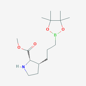 molecular formula C15H28BNO4 B12931613 Rel-methyl (2S,3R)-3-(3-(4,4,5,5-tetramethyl-1,3,2-dioxaborolan-2-yl)propyl)pyrrolidine-2-carboxylate 