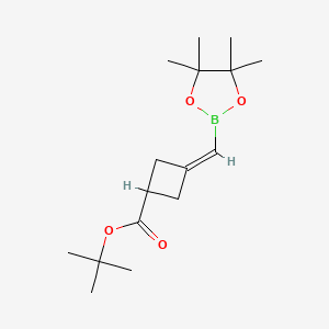 molecular formula C16H27BO4 B12931654 Tert-butyl3-[(tetramethyl-1,3,2-dioxaborolan-2-yl)methylidene]cyclobutane-1-carboxylate 