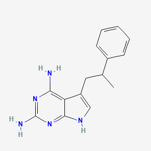 molecular formula C15H17N5 B12931665 5-(2-phenylpropyl)-7H-pyrrolo[2,3-d]pyrimidine-2,4-diamine CAS No. 915312-52-6
