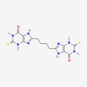 molecular formula C18H22N8O2S2 B12931915 Theophylline, 8,8'-tetramethylenebis(2-thio- CAS No. 6466-30-4