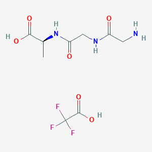 molecular formula C9H14F3N3O6 B12931950 (2S)-2-[[2-[(2-aminoacetyl)amino]acetyl]amino]propanoic acid;2,2,2-trifluoroacetic acid 